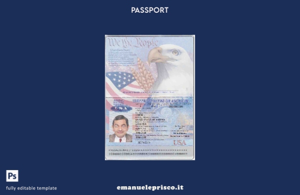 modello di passaporto USA in stile verificato